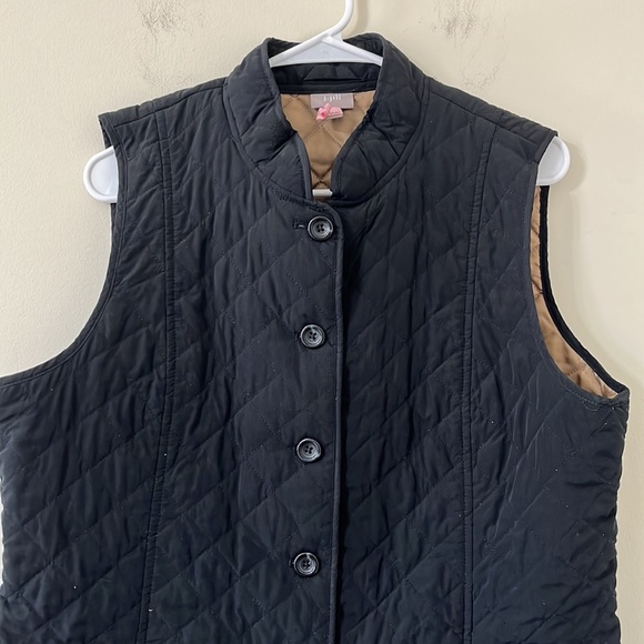 J.Jill Black Quilted Button Down Lightweight Vest Size Large - Picture 2 of 10